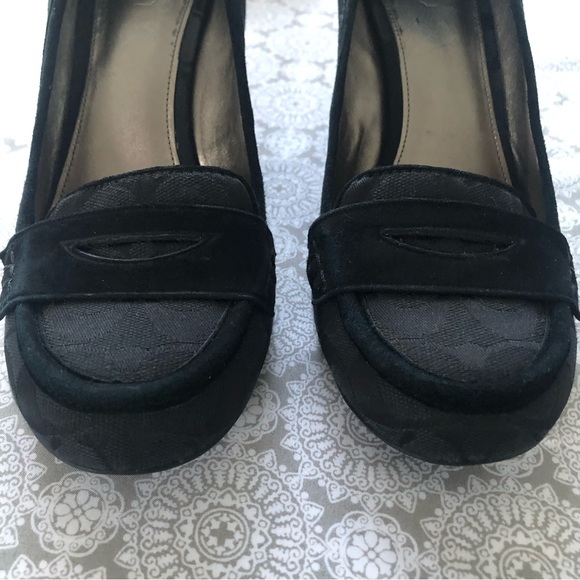 COACH NELA wedge canvas suede penny loafer - Picture 3 of 9